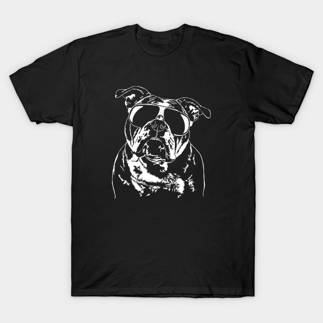 Cool Old English Bulldog with sunglasses T-Shirt by wilsigns